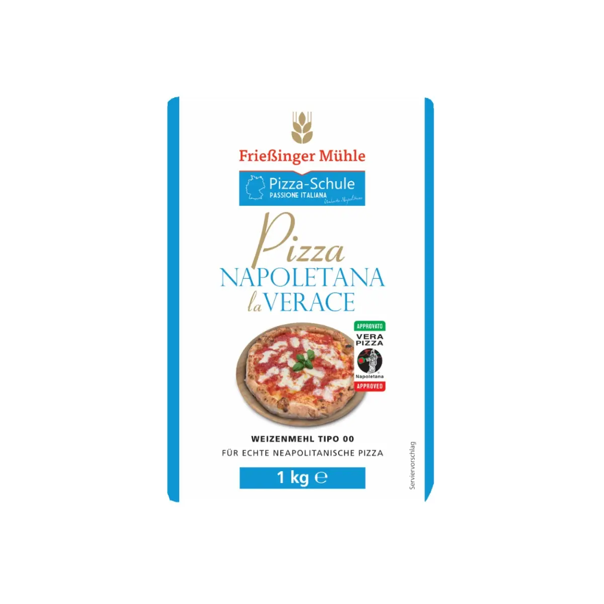 Frießinger Mühle Pizzamehl LA VERACE 1kg I zertifiziertes Weizenmehl Tipo 00 für Pizza Napoletana