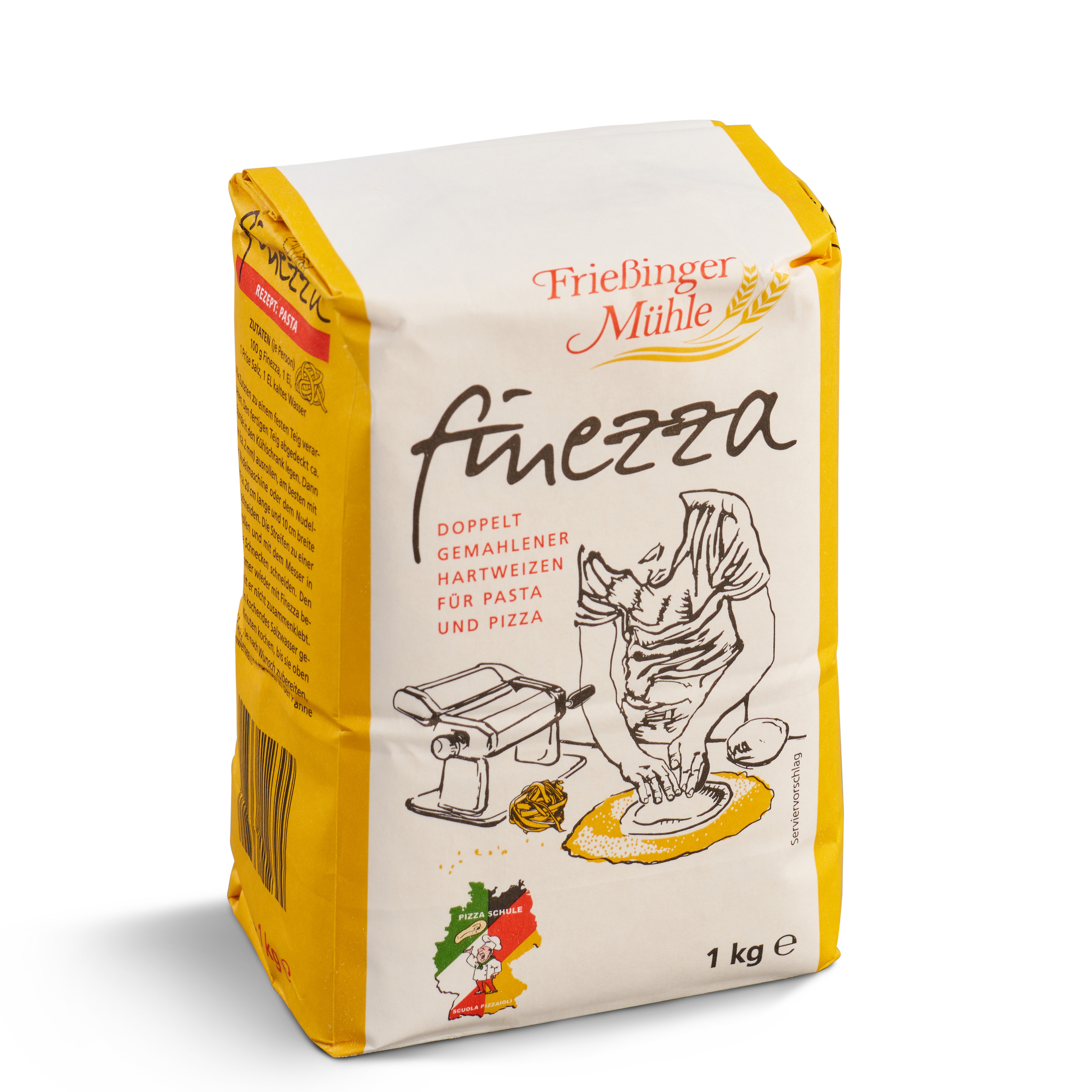 Frießinger Mühle Finezza Semola Rimacinata 1kg  I doppelt gemahlener Hartweizengrieß für Pizza und Pasta