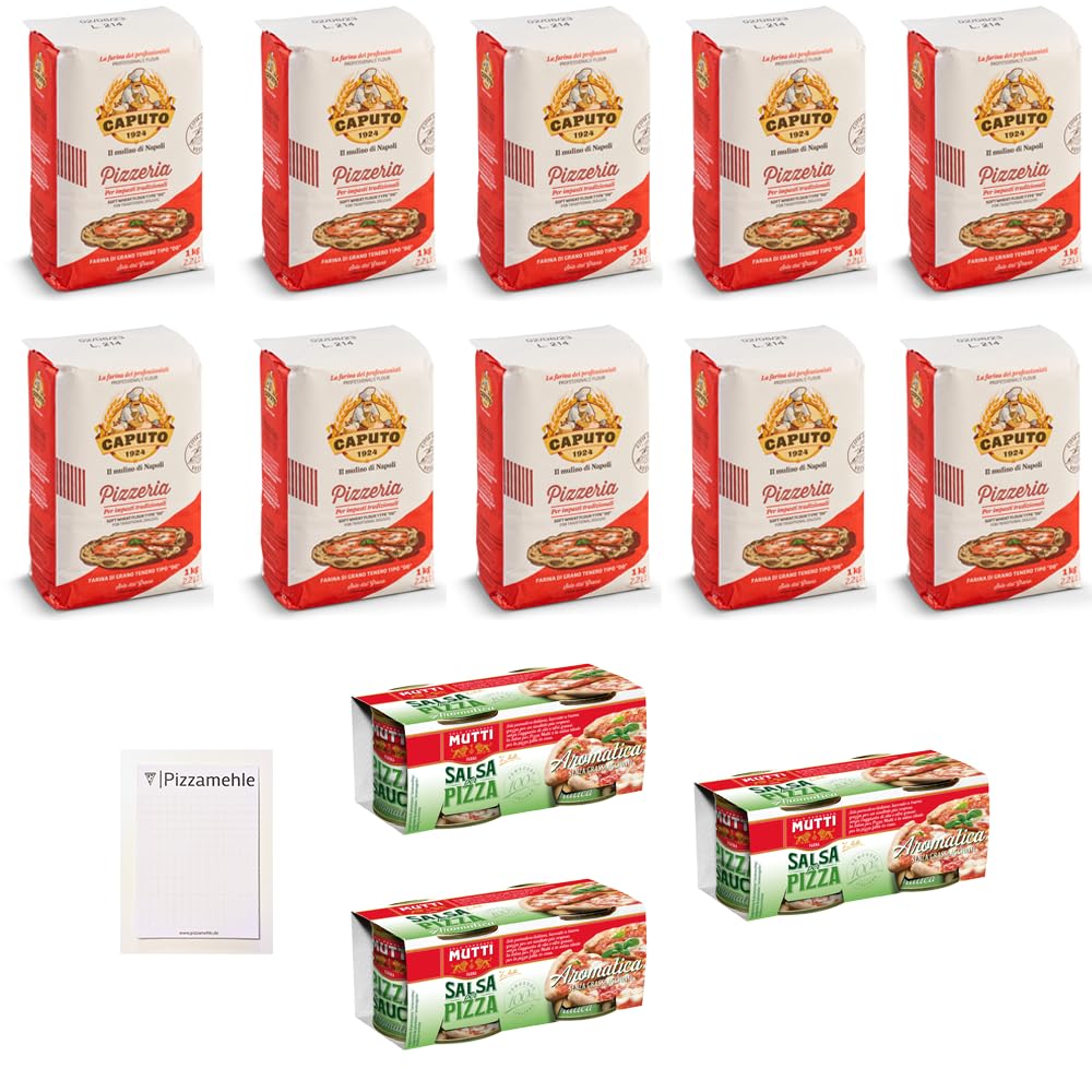 Sparset: 10x 1kg Caputo Pizzeria Tipo 00 +  3x2x 210g Mutti Pizzasauce + 1x Pizzamehle Notizblock