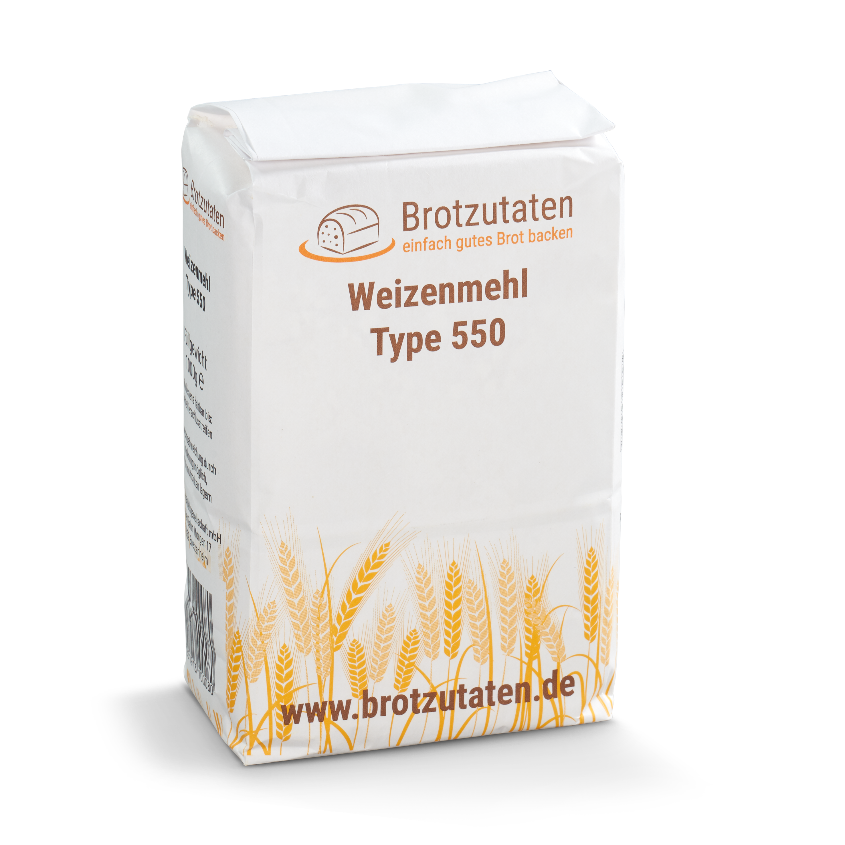 Brotzutaten Weizenmehl Type 550 1kg I backstarkes Mehl für Brötchen und helle Brote