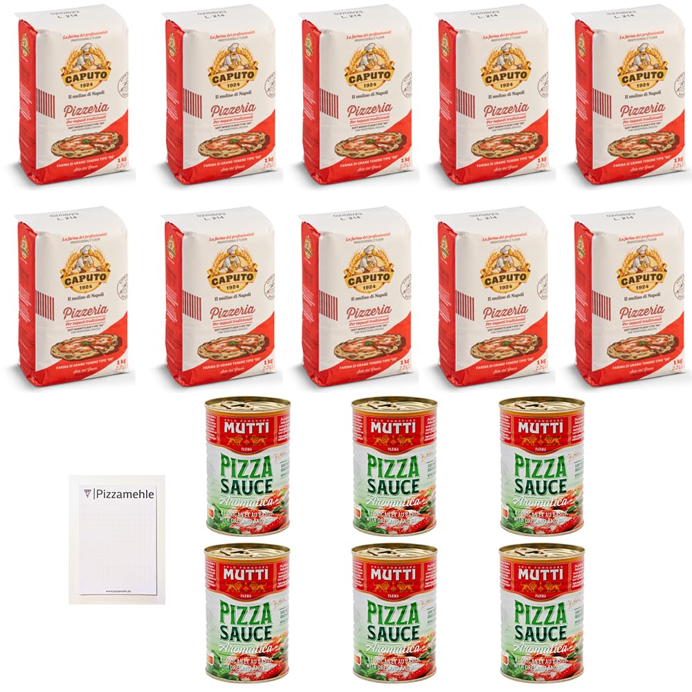 Sparset: 10x 1kg Caputo Pizzeria Tipo 00 +  6x 400g Mutti Pizzasauce + 1x Pizzamehle Notizblock