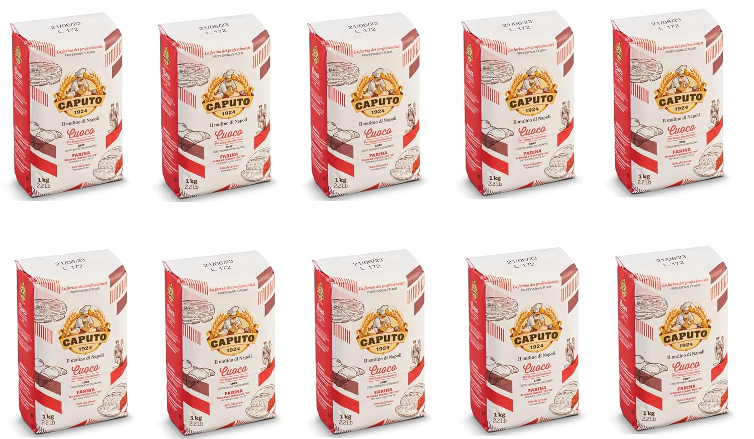 Caputo Cuoco Chef's Flour Weizenmehl Tipo 00 I Sparset: 10x 1kg I der Allrounder für helles Gebäck und Pizza